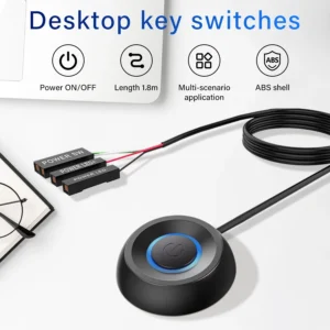 1.8M Computer Desktop Key Switch Desktop Host External Start Power On/Off Button Extension Cable Startup Switch For Home Office